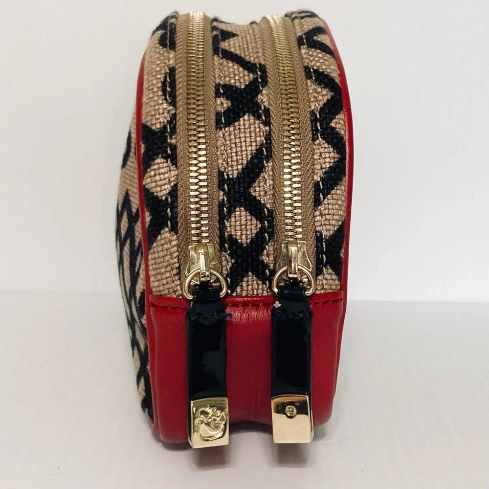 SPARTINA 449 Cosmetic Bag 1715 Lowcountry Natural Linen & Genuine Leather